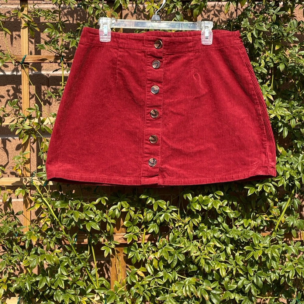 Orange Kiss Burgundy Corduroy Skirt 💋
